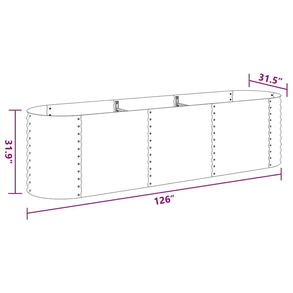 Galvanised Steel Garden Raised Bed Silver 320x80x81cm Outdoor Planter Box
