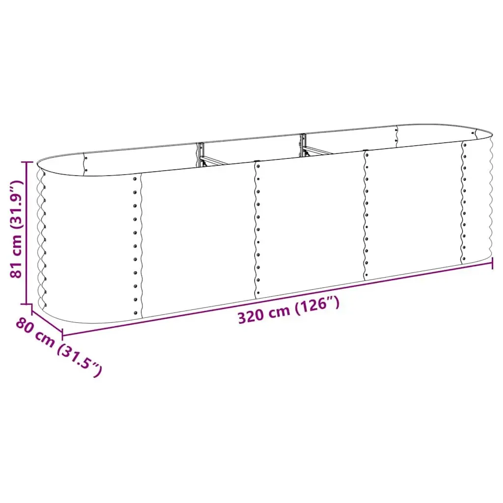 Galvanised Steel Garden Raised Bed Silver 320x80x81cm Outdoor Planter Box