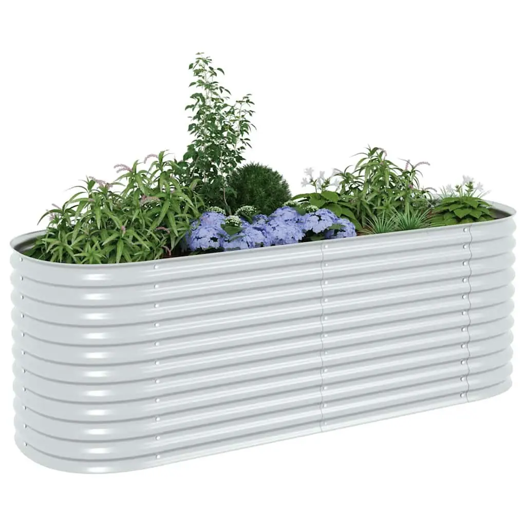 Galvanised Steel Garden Raised Bed Silver 240x80x81 cm Outdoor Planter