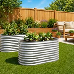 Compact Galvanised Steel Raised Garden Bed 160x80x81 cm