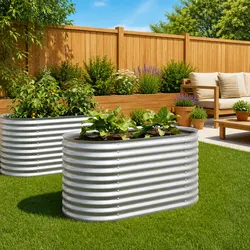 Raised Garden Bed 160x80x81 cm Silver Outdoor Planter Box Vegetable Herbs
