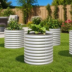 Compact Silver Garden Planter 80x80x81 cm - Galvanised Steel
