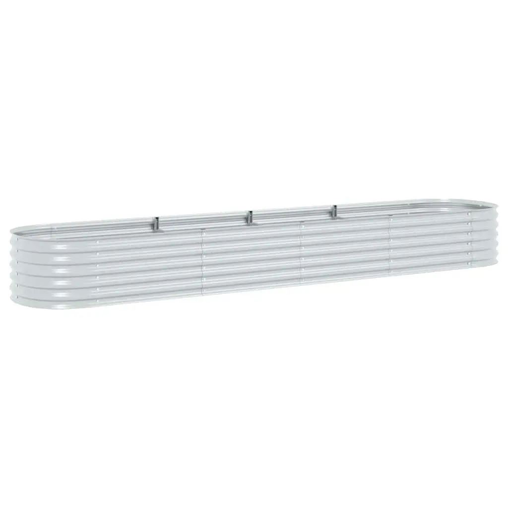 Garden Raised Bed Silver 400x80x44 cm Galvanised Steel Planter Outdoor
