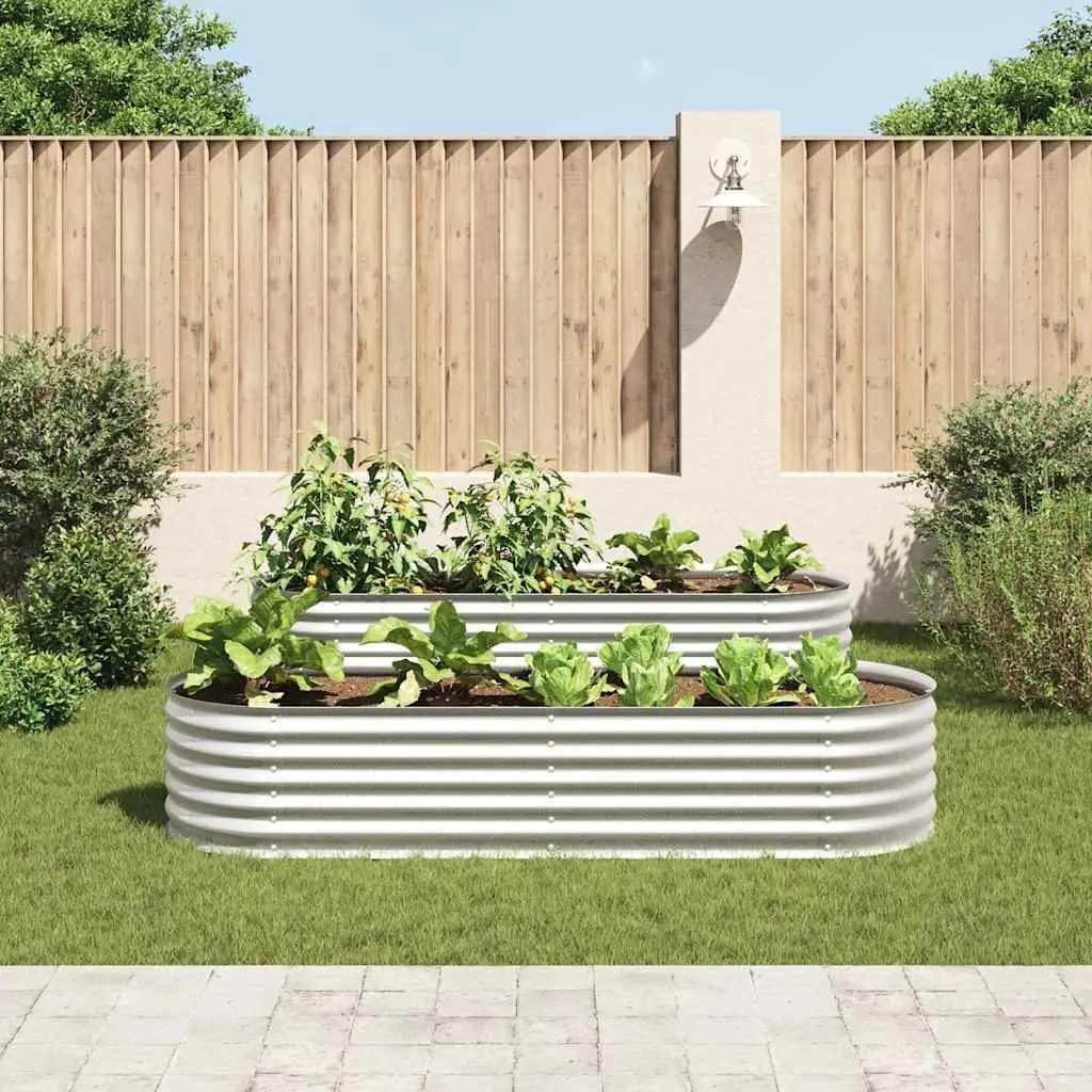 Raised Garden Bed Silver 240x80x44 cm Galvanised Steel Construction