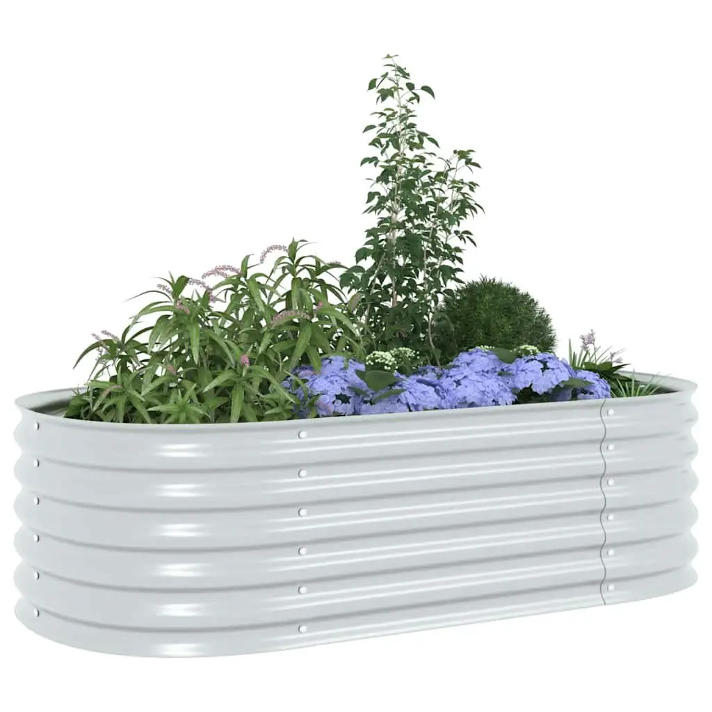 Garden Raised Bed Silver 160x80x44 cm Galvanised Steel Planter Outdoor Pot