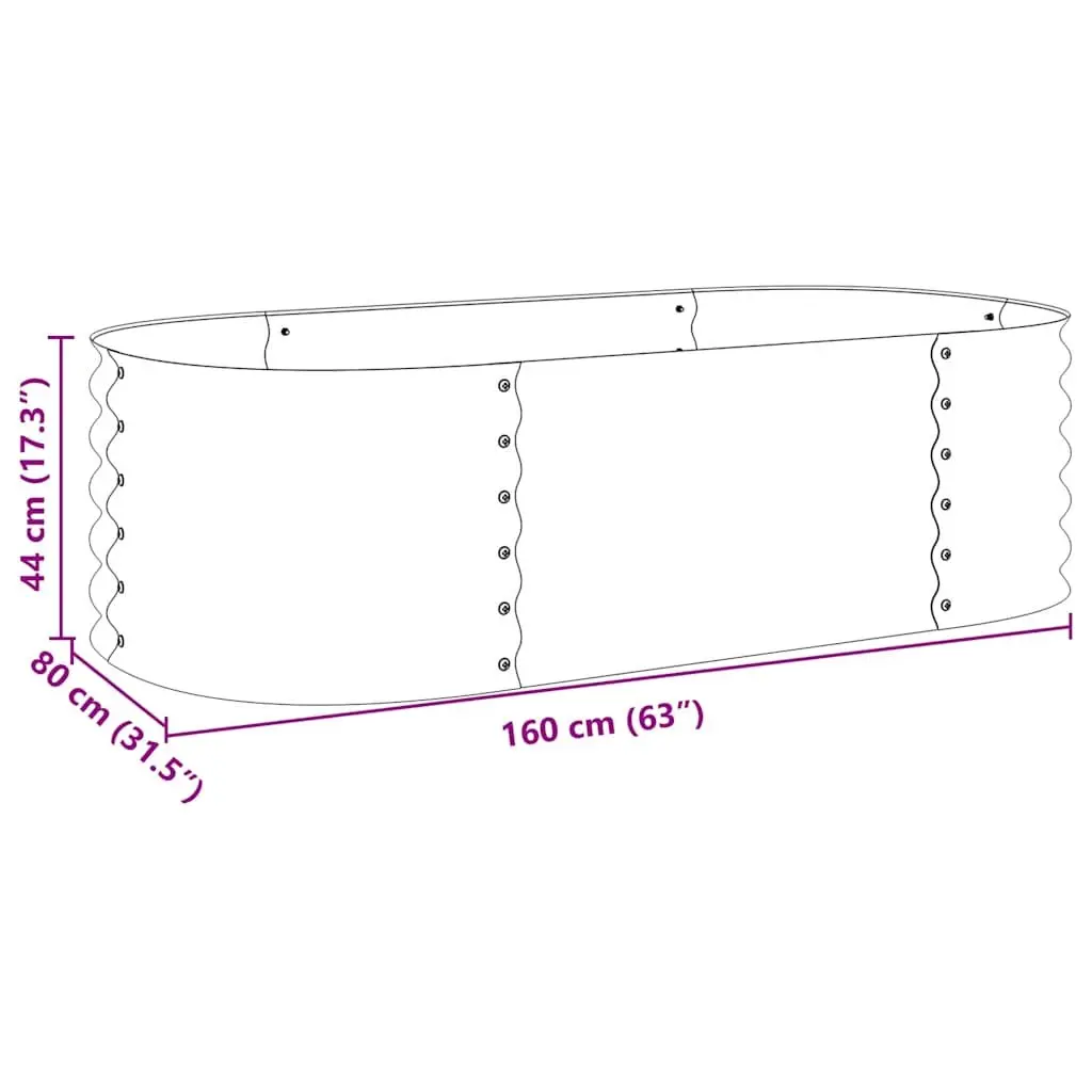 Garden Raised Bed Silver 160x80x44 cm Galvanised Steel Planter Outdoor Pot