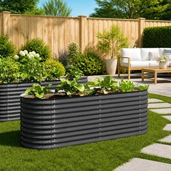 Sturdy 240x80x81 cm Garden Raised Bed in Galvanised Steel