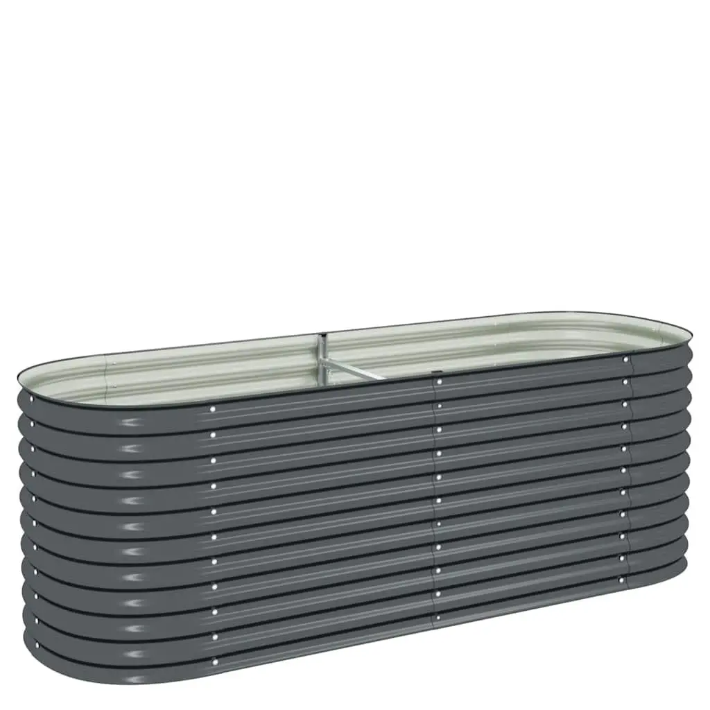 Garden Raised Bed Grey 240x80x81 cm Galvanised Steel Planter Outdoor