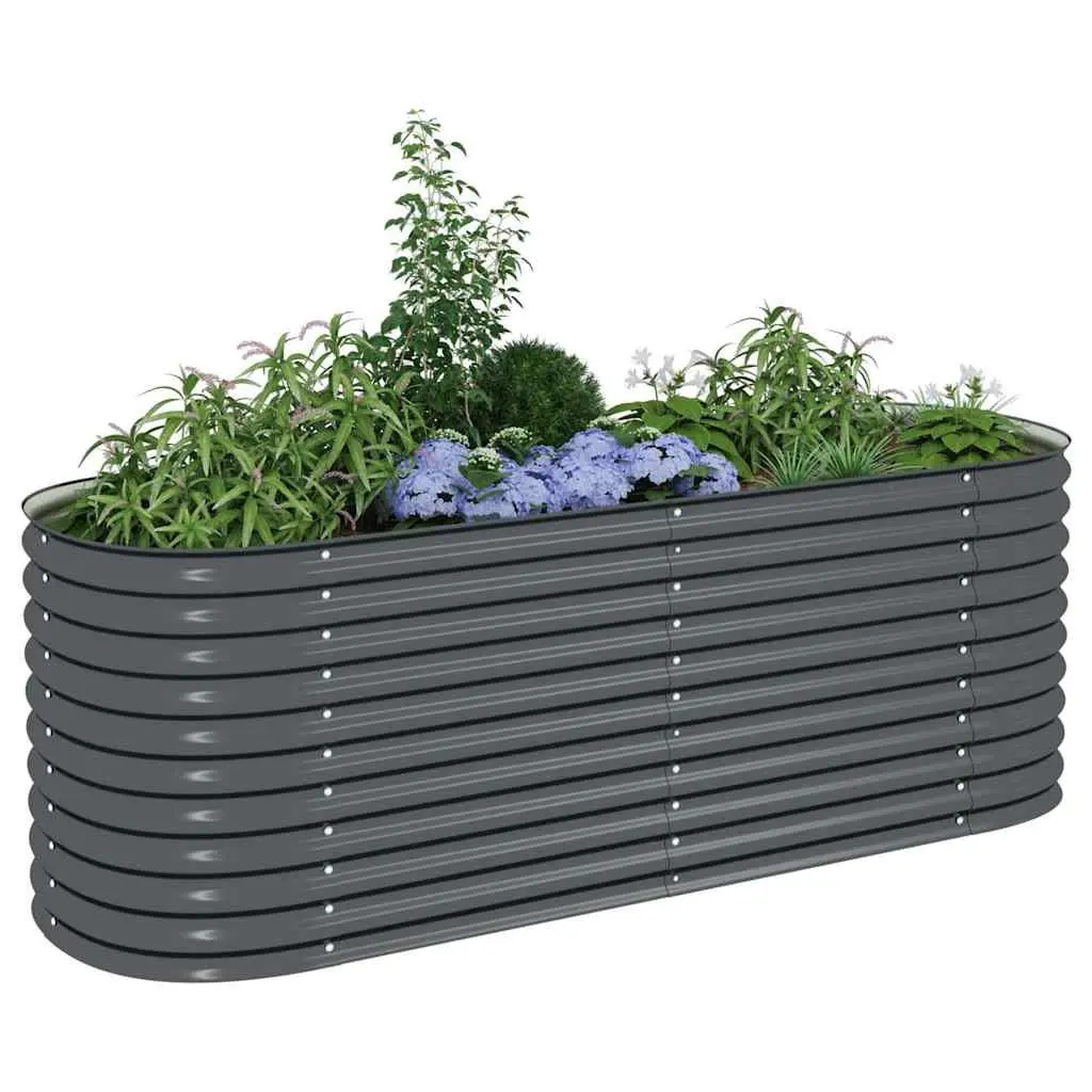 Garden Raised Bed Grey 240x80x81 cm Galvanised Steel Planter Outdoor