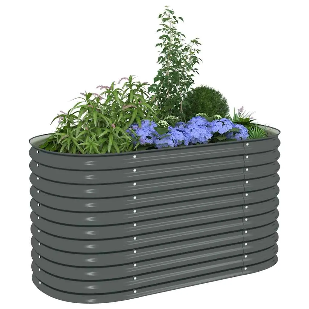 Garden Raised Bed Grey 160x80x81 cm Galvanised Steel Planter Outdoor
