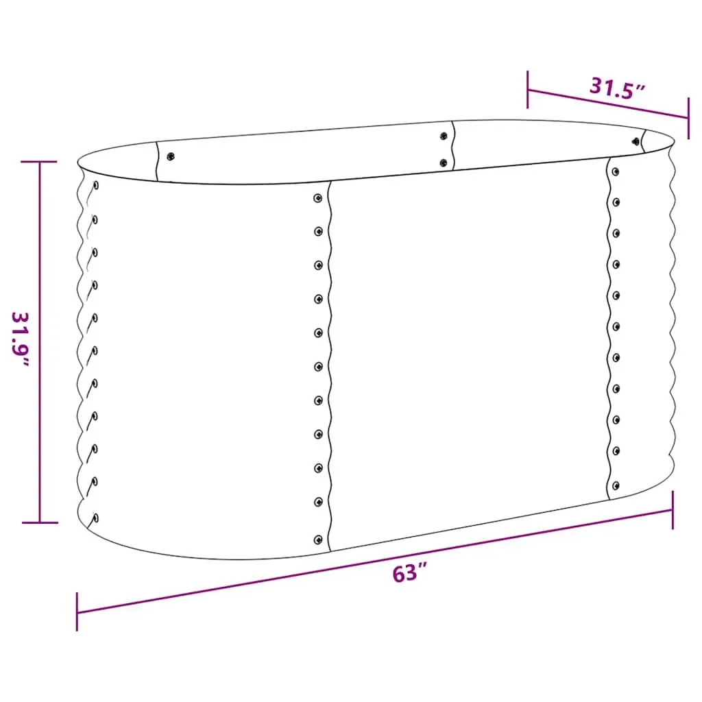 Garden Raised Bed Grey 160x80x81 cm Galvanised Steel Planter Outdoor