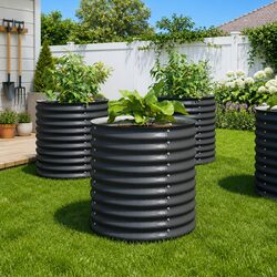 Compact and Strong Galvanised Steel Raised Bed 80x80x81cm