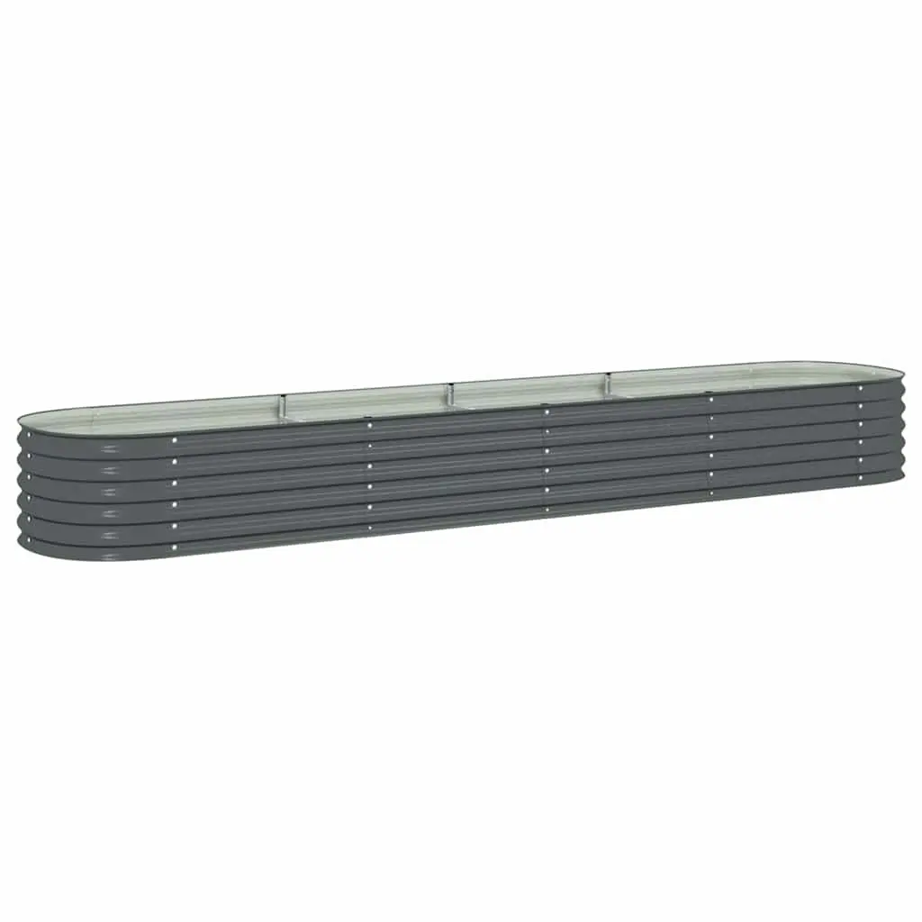 Galvanised Steel Garden Raised Bed 400x80x44 cm Outdoor Planter Box Grey