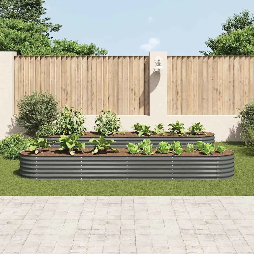 Galvanised Steel Garden Raised Bed 400x80x44 cm Outdoor Planter Box Grey
