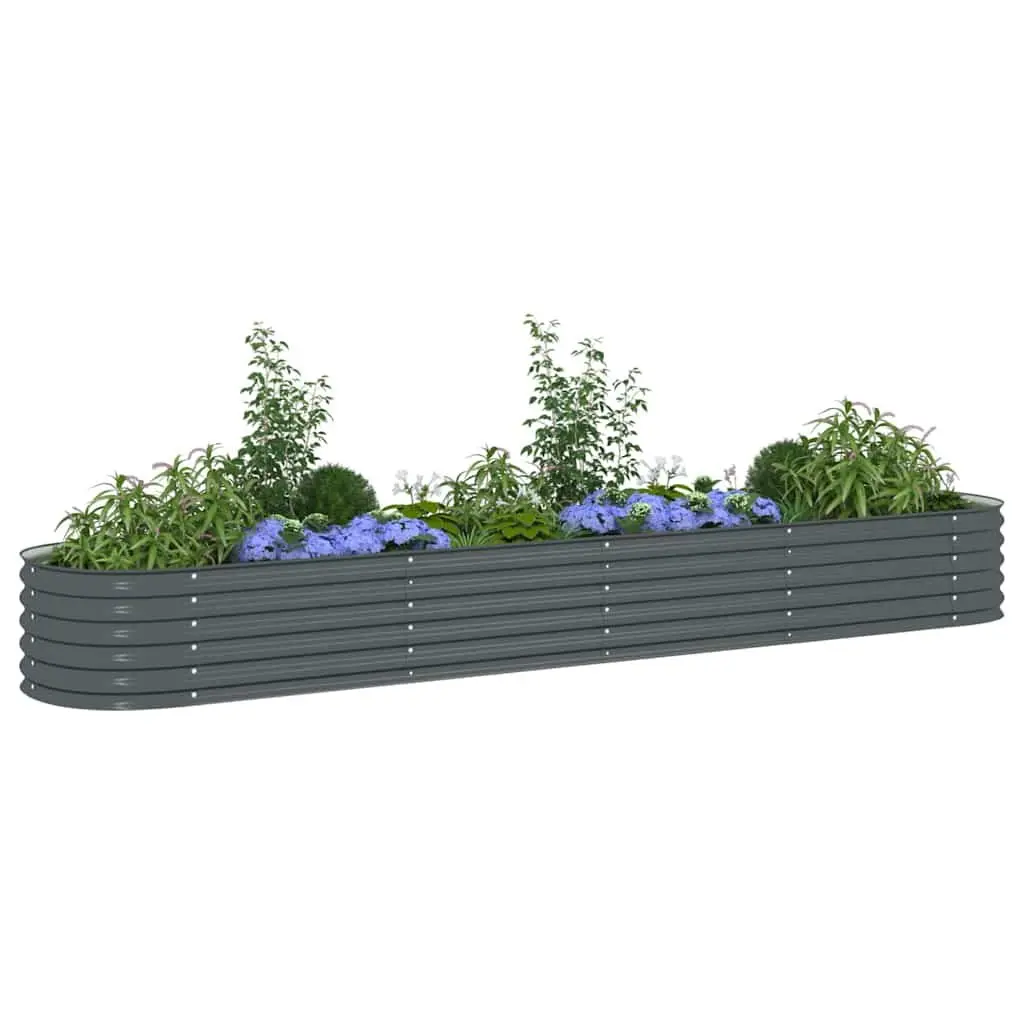 Galvanised Steel Garden Raised Bed 400x80x44 cm Outdoor Planter Box Grey