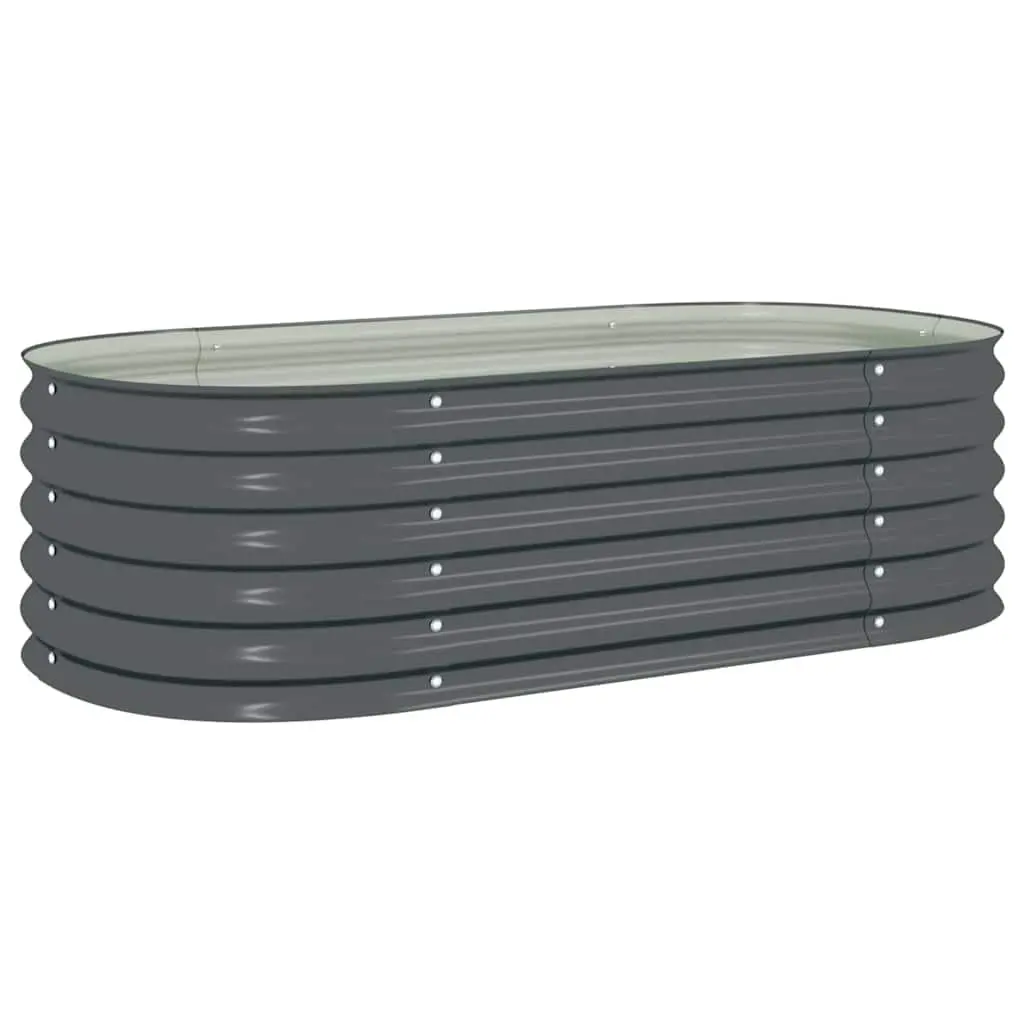 Garden Raised Bed Grey 160x80x44 cm Galvanised Steel Planter Outdoor