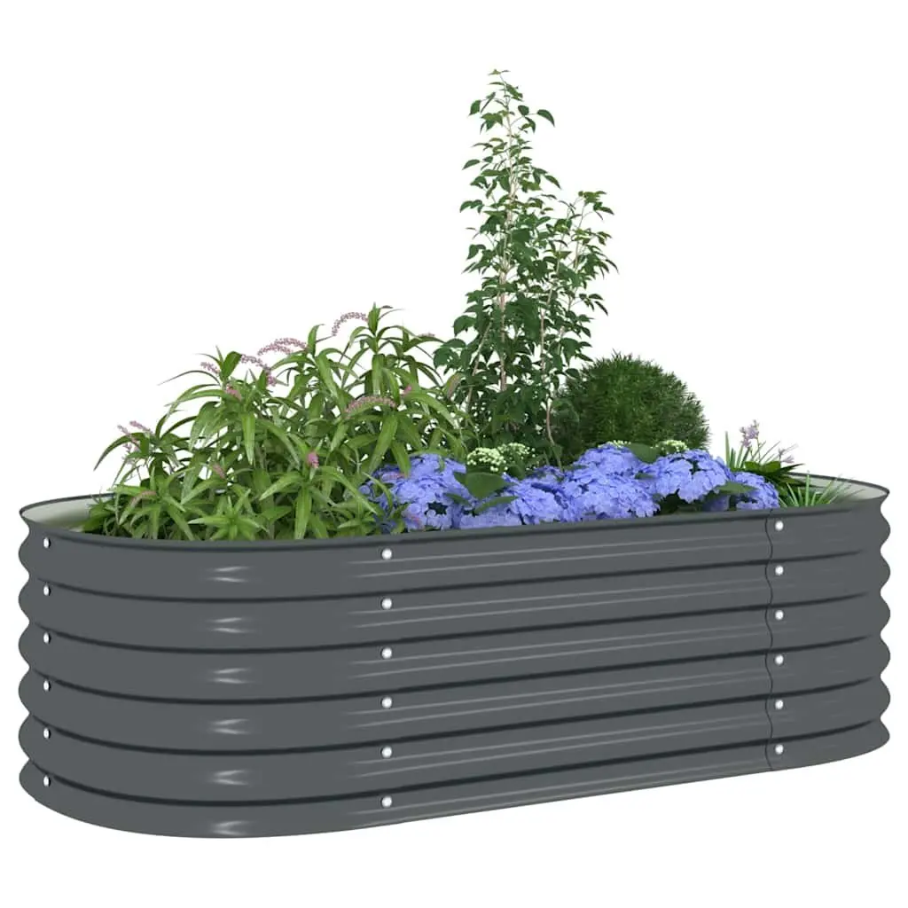 Garden Raised Bed Grey 160x80x44 cm Galvanised Steel Planter Outdoor