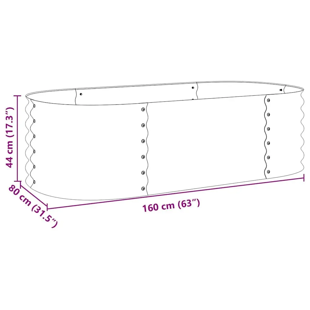 Garden Raised Bed Grey 160x80x44 cm Galvanised Steel Planter Outdoor