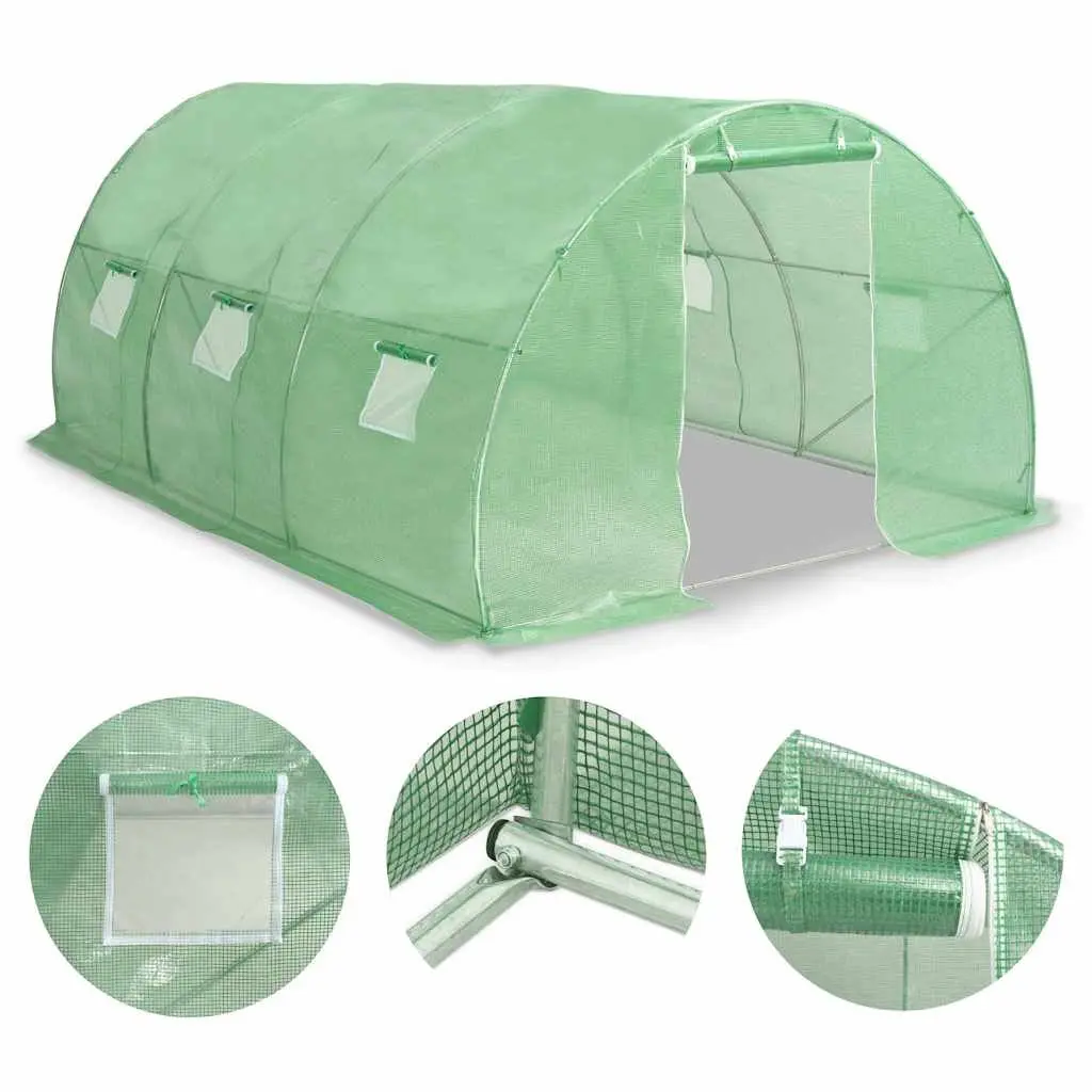 Greenhouse Green 13.5m² PE Mesh Fabric Steel Frame Ventilation