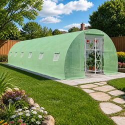 Compact 27 m² Greenhouse with Windows and Door