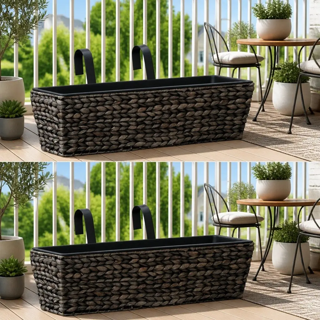 Water Hyacinth Planters Brown Indoor Plant Pots Removable Containers Set 2 Piece
