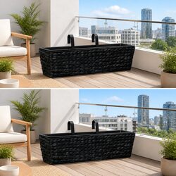 Water Hyacinth Planters Set of 2 Black Indoor Garden Pots with Removable