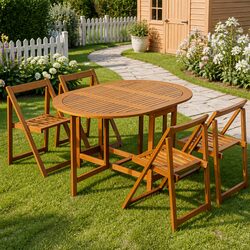 Compact 5-Piece Folding Dining Set for Outdoors