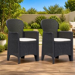 Compact Set of 2 Outdoor Garden Chairs with Cushions