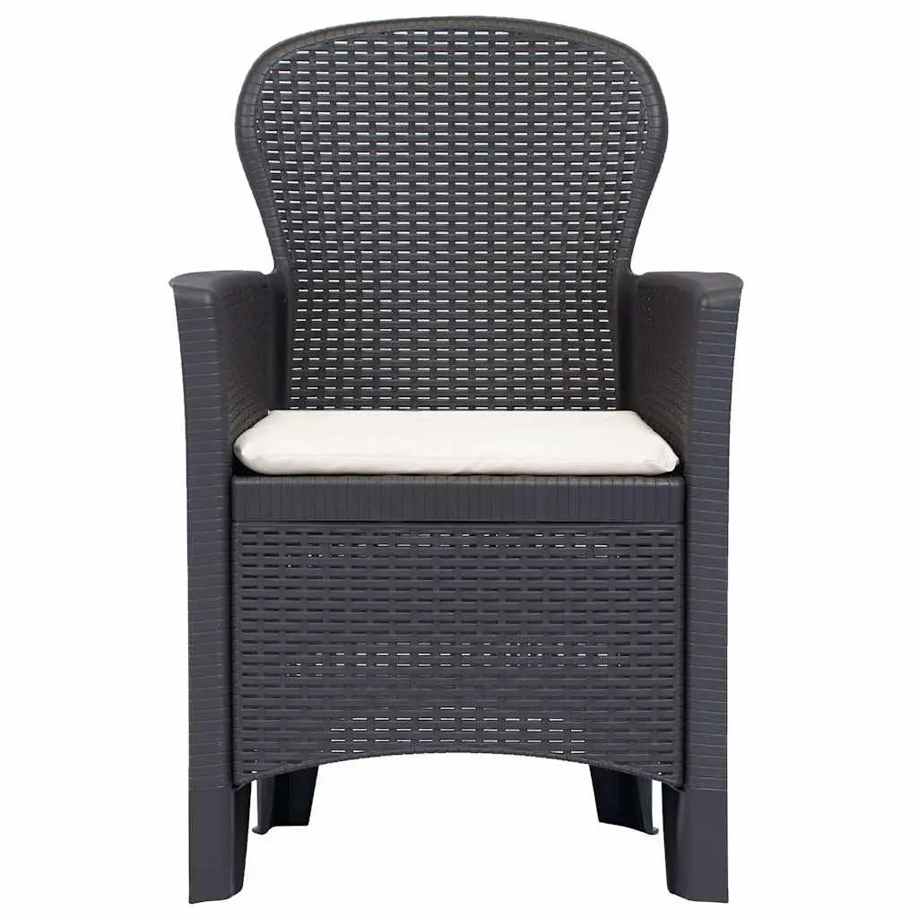 Outdoor Chairs Brown Rattan Look Set of 2 with Cushions Weather Resistant Lightweight
