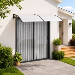Door Canopy 200x100cm Black Window Awning Polycarbonate Outdoor Entrance Shelter