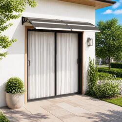 Compact Black Door Canopy 240x100cm Polycarbonate