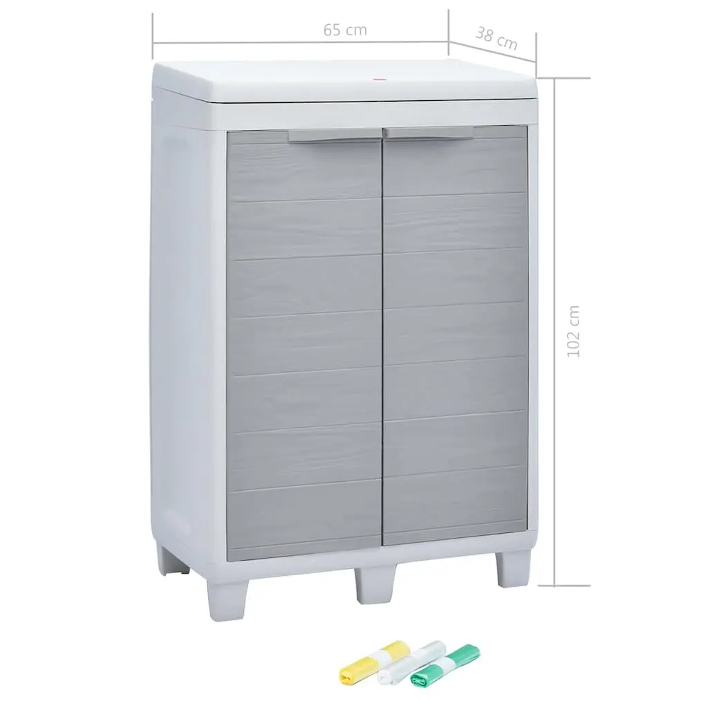 Garden Dustbin Light Grey 65x38x102cm 3 Bag Holders Outdoor Recycling Waste Bin