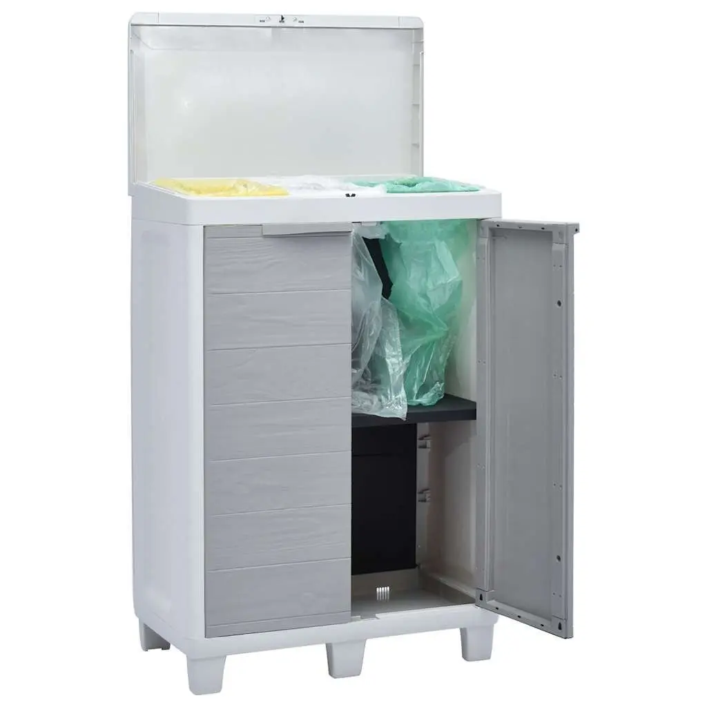 Garden Dustbin Light Grey 65x38x102cm 3 Bag Holders Outdoor Recycling Waste Bin