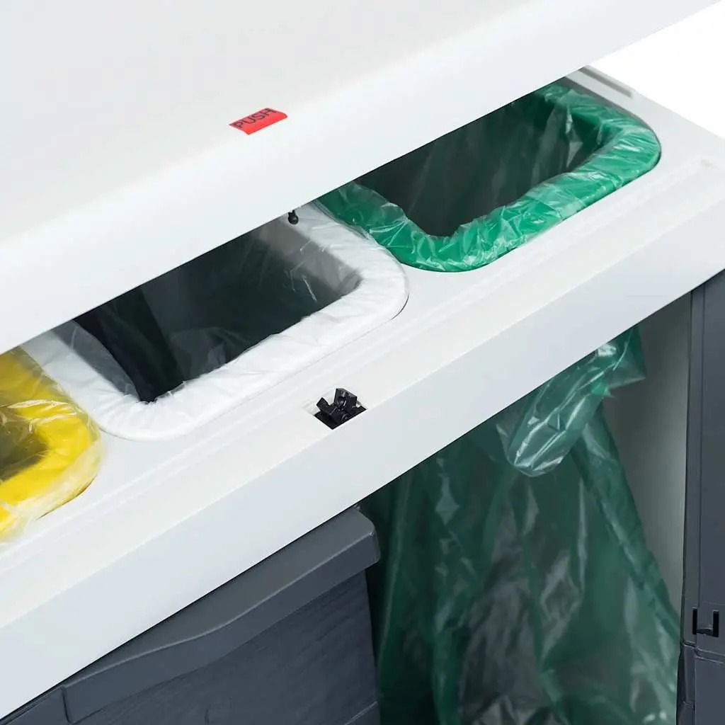 Garden Dustbin Dark Grey 3 Bags Outdoor Recycling Waste Bin Rubbish Sorter