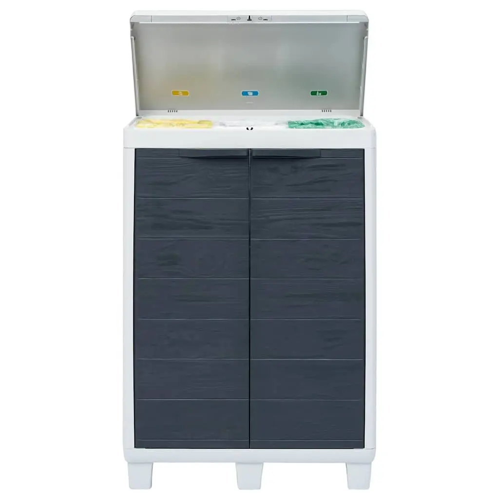 Garden Dustbin Dark Grey 3 Bags Outdoor Recycling Waste Bin Rubbish Sorter