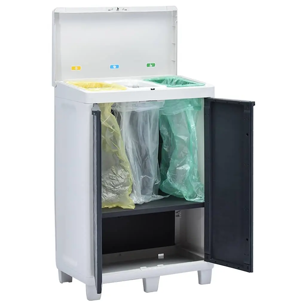 Garden Dustbin Dark Grey 3 Bags Outdoor Recycling Waste Bin Rubbish Sorter