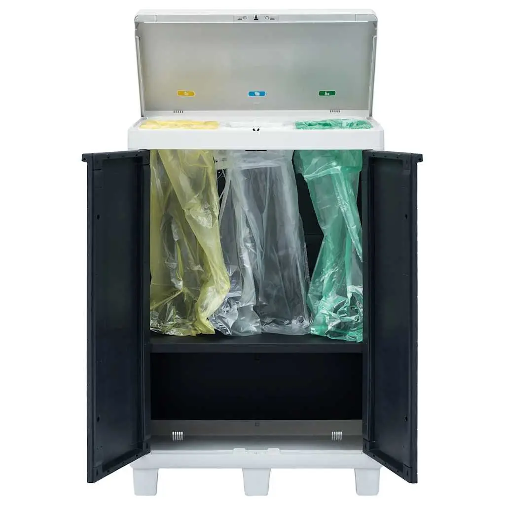 Garden Dustbin Dark Grey 3 Bags Outdoor Recycling Waste Bin Rubbish Sorter