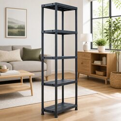 Storage Shelf Rack Black Plastic Shelving Unit 60x30x180 cm Industrial Warehouse