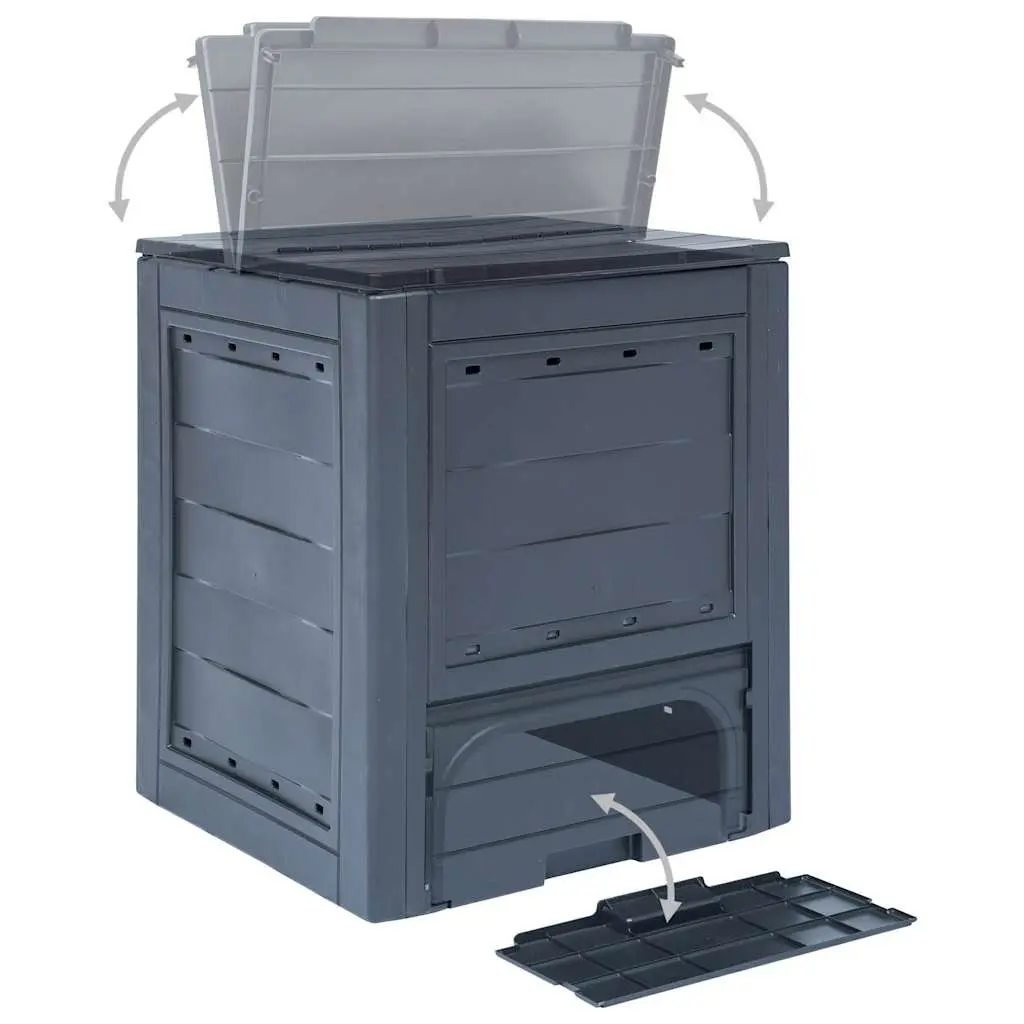 Garden Composter Square Bin Waste Container Organic Recycling 260L Grey