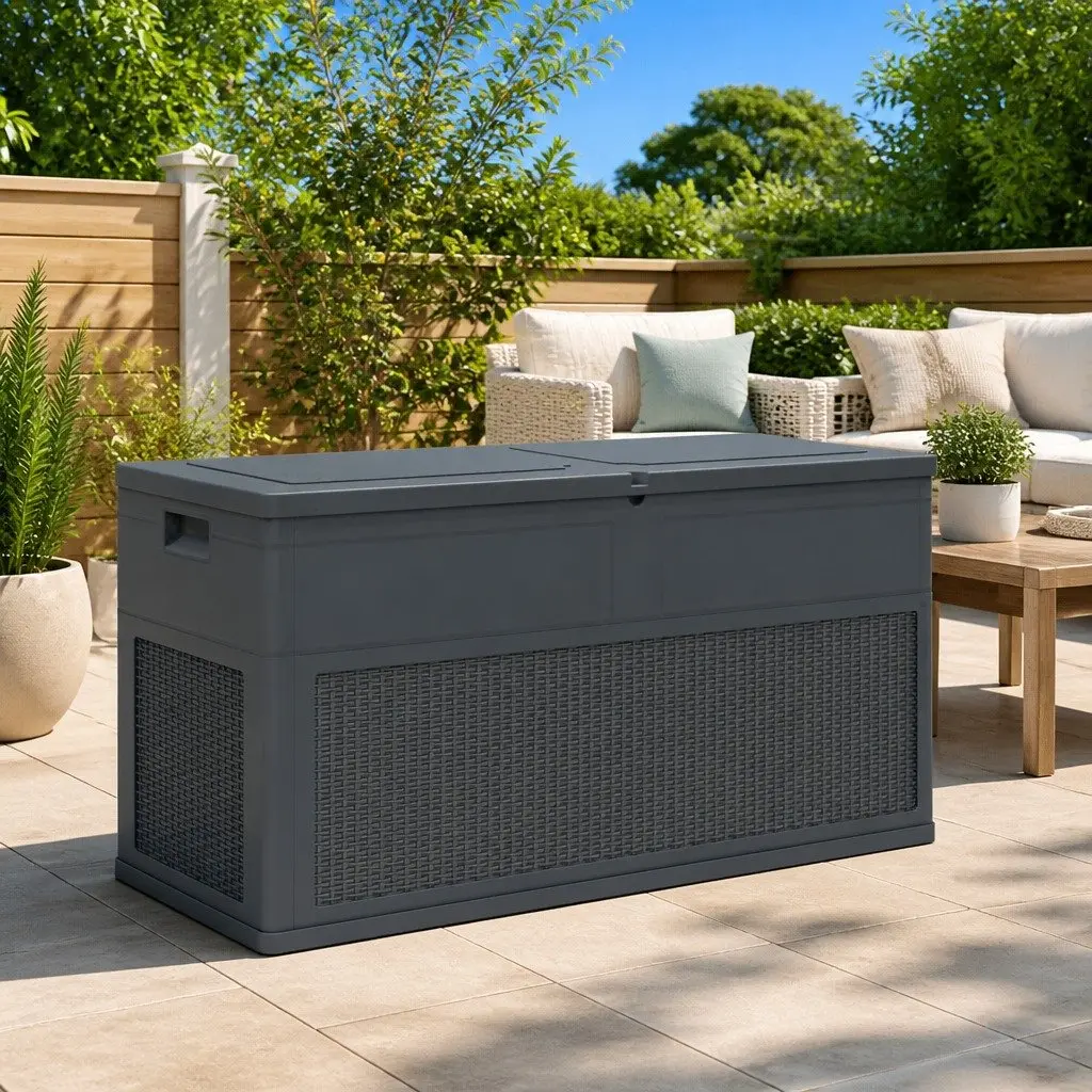Garden Storage Box 320L Outdoor Deck Patio Anthracite Weather Resistant Durable