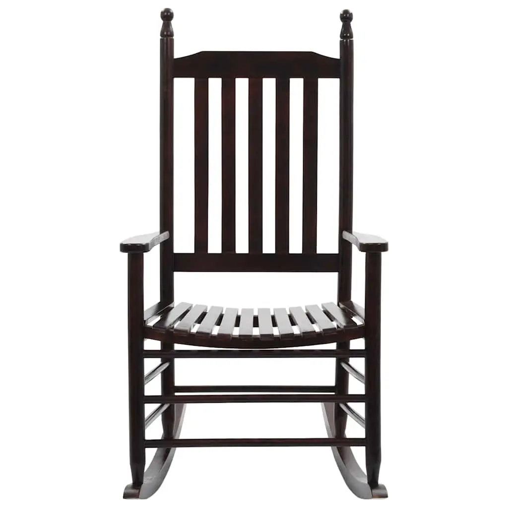 Wooden Rocking Chair Brown Solid Hardwood Indoor Outdoor Weather Resistant