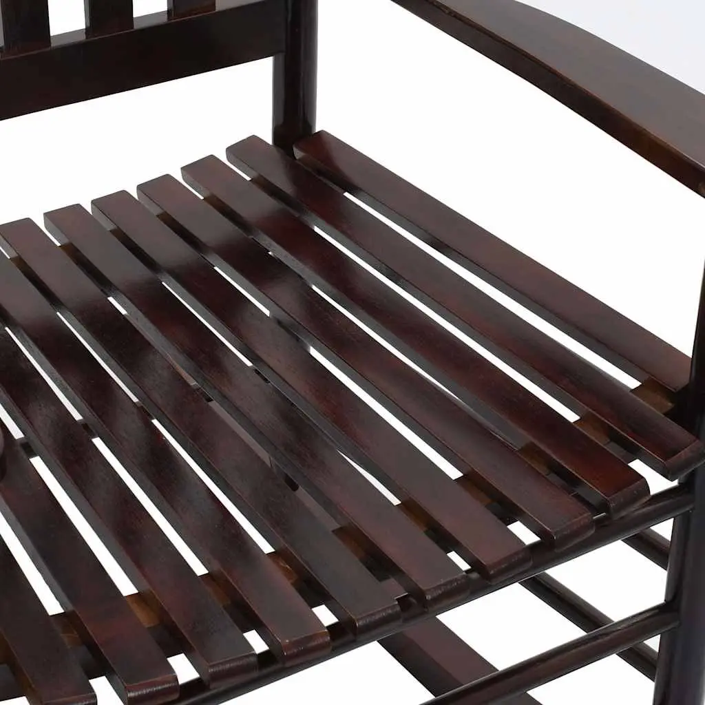 Wooden Rocking Chair Brown Solid Hardwood Indoor Outdoor Weather Resistant