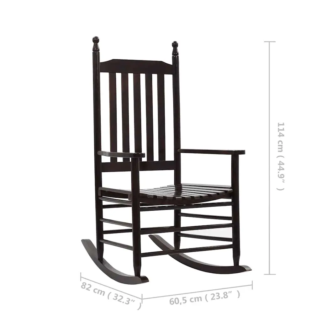 Wooden Rocking Chair Brown Solid Hardwood Indoor Outdoor Weather Resistant