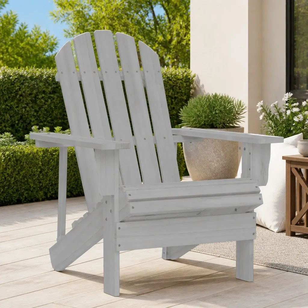 Garden Chair Grey Solid Hardwood Outdoor Armchair Weather-Resistant