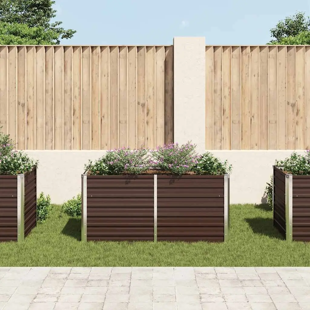 Raised Garden Bed Brown 160x80x77 cm Galvanised Steel Planter