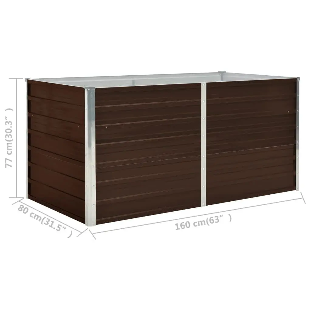 Raised Garden Bed Brown 160x80x77 cm Galvanised Steel Planter