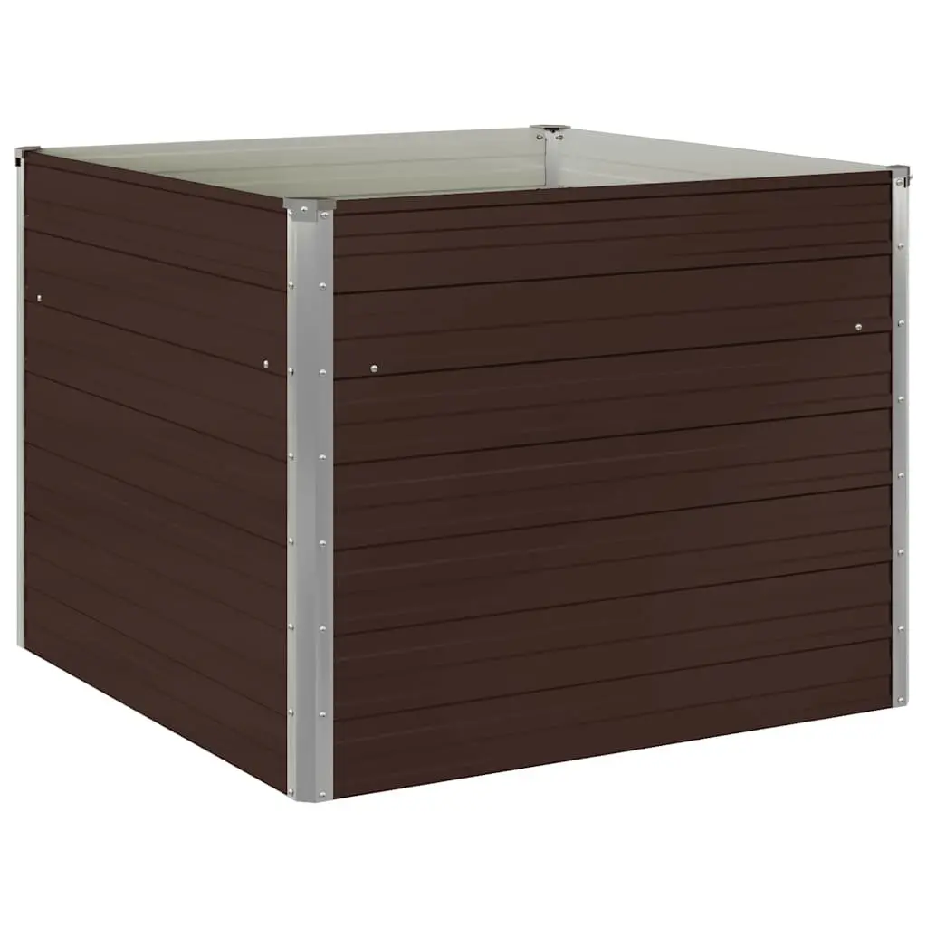 Raised Garden Bed Brown 100x100x77cm Galvanised Steel Planter Box