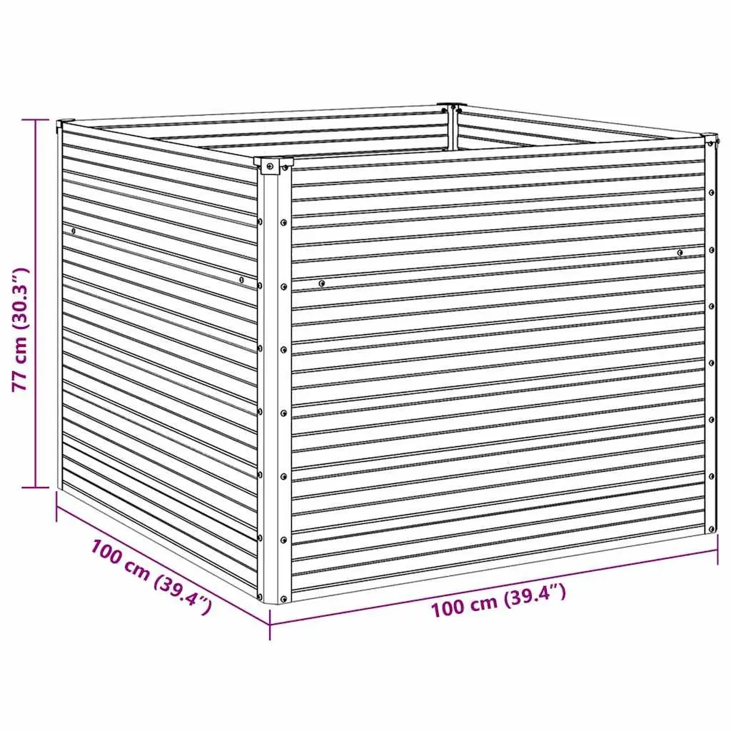 Raised Garden Bed Brown 100x100x77cm Galvanised Steel Planter Box