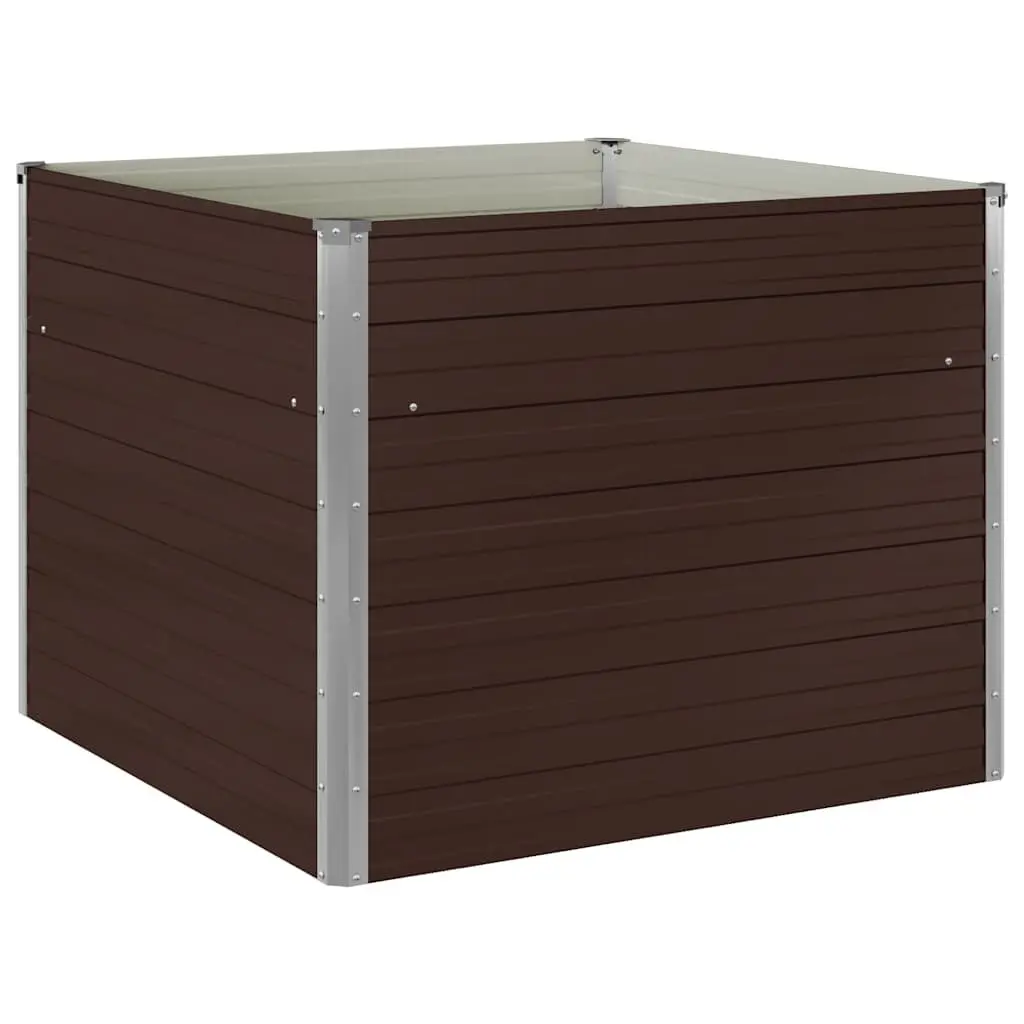 Raised Garden Bed Brown 100x100x77cm Galvanised Steel Planter Box