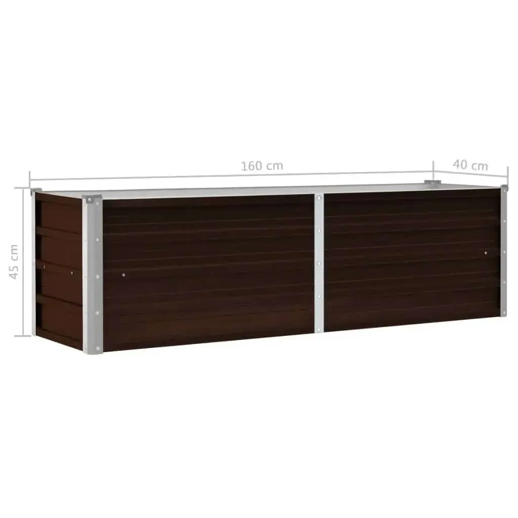 Raised Garden Bed Brown 160x40x45cm Metal Planter Heavy-Duty Galvanised Steel Outdoor